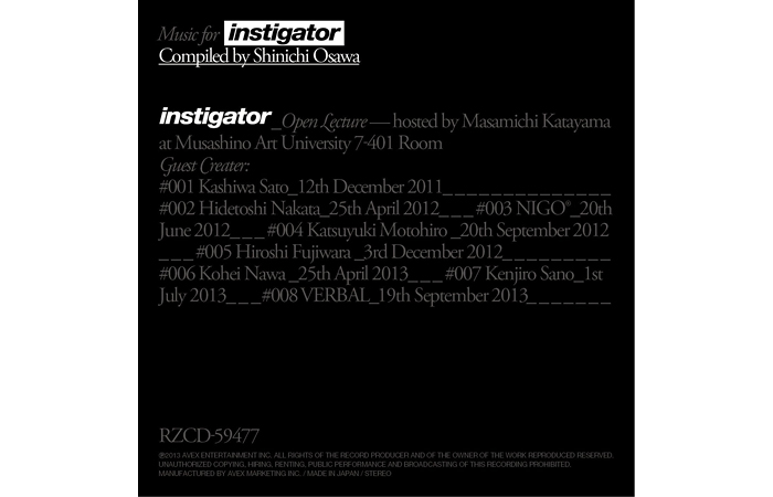 Music for instigator Compiled by Shinichi Osawa